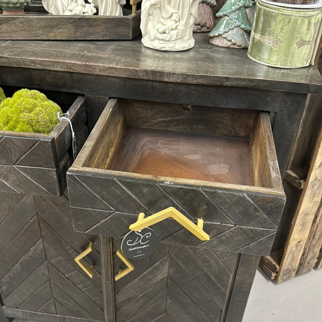 3' x 3.25' Dark Brown Vintage Wood Cabinet | DCF