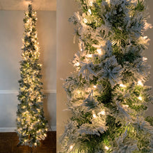 Load image into Gallery viewer, 9&#39; Pre-lit Flocked Pencil Tree | RT