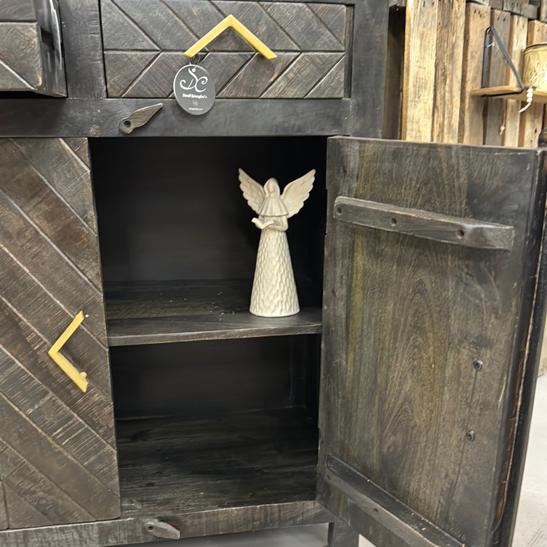 3' x 3.25' Dark Brown Vintage Wood Cabinet | DCF