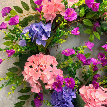 27" Morning Glory Hydrangea Wreath (Pink, Purple, Lavender) {Completed Wreath}