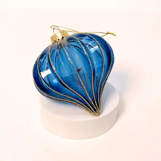 Winter Blue Onion Ornament 4” Blue/Gold | LC