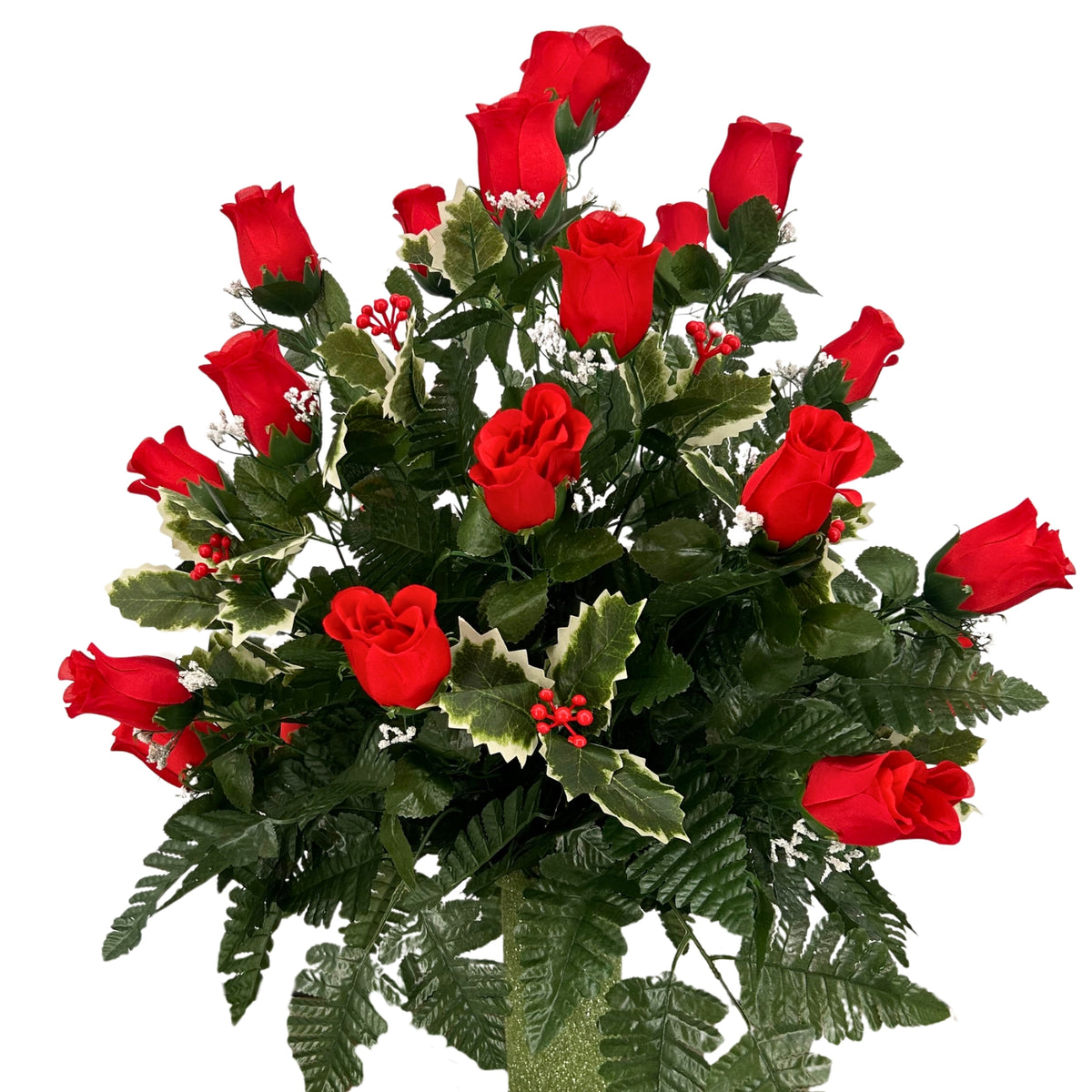 "Season of Remembrance" Pre-Made Vase Insert (Red, Dark Green)