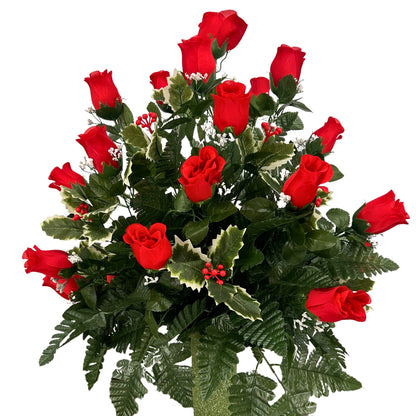 "Season of Remembrance" Pre-Made Vase Insert (Red, Dark Green)