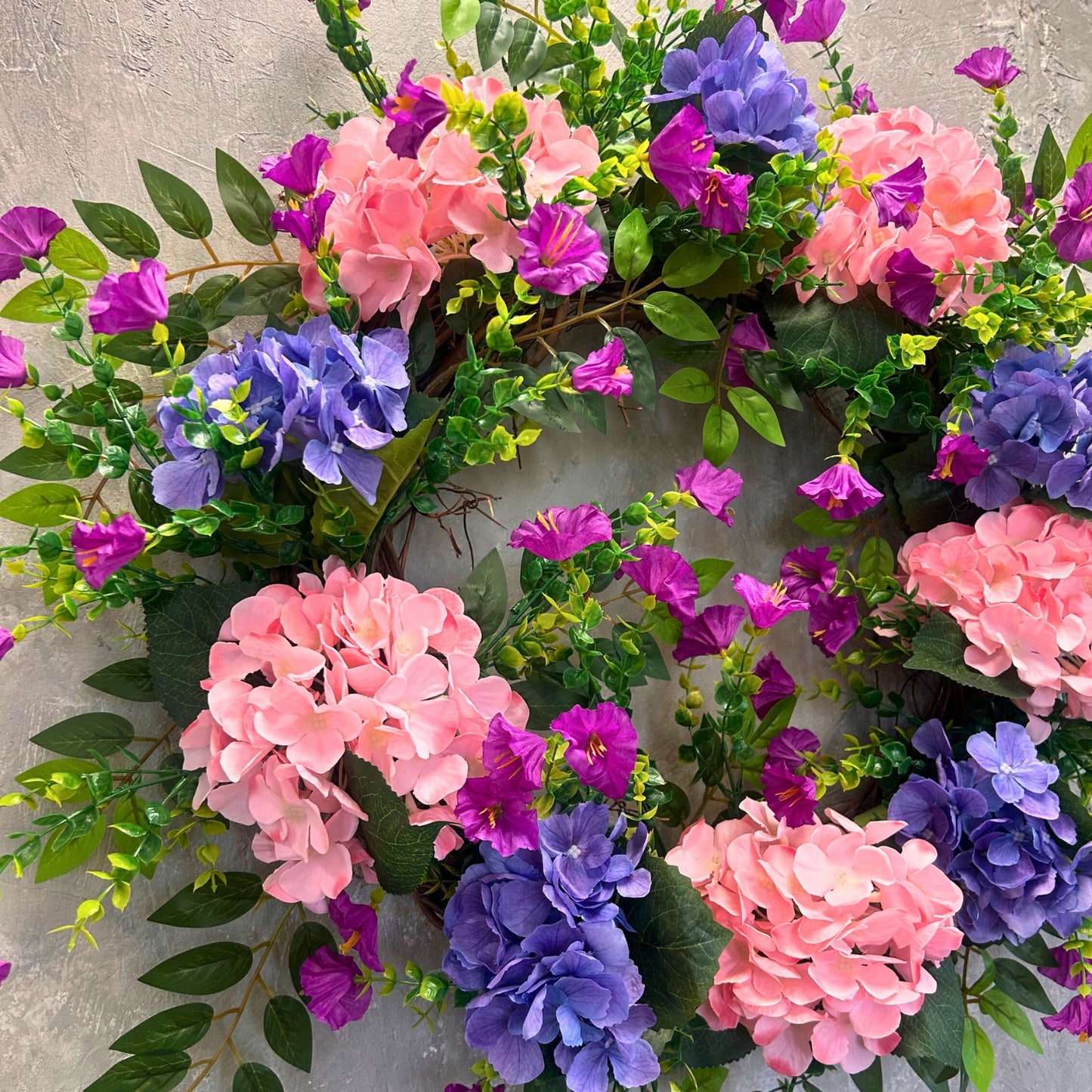 27" Morning Glory Hydrangea Wreath (Pink, Purple, Lavender) {Completed Wreath}