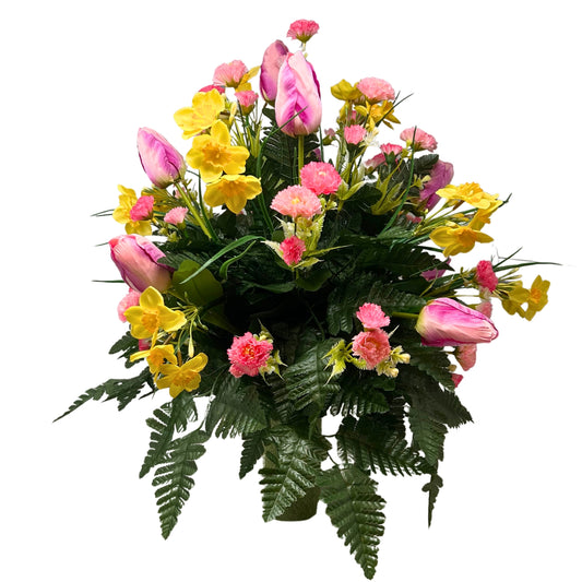 Soft Breeze Bouquet Pre-Made Vase Insert (Pink, Yellow)