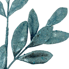 Load image into Gallery viewer, Glitter Sweet Bay Leaf Spray 29&quot; - Teal | KS