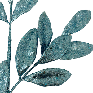 Glitter Sweet Bay Leaf Spray 29" - Teal | KS