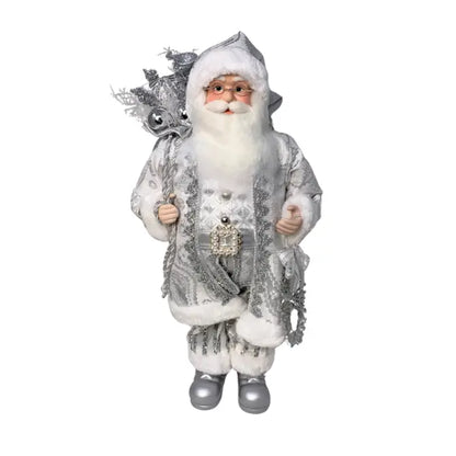 Christmas Standing Santa Tabletop Decor - White/Silver | YK