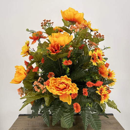 Timeless Autumn Tribute Pre-Made Vase Insert (Yellow, Orange)