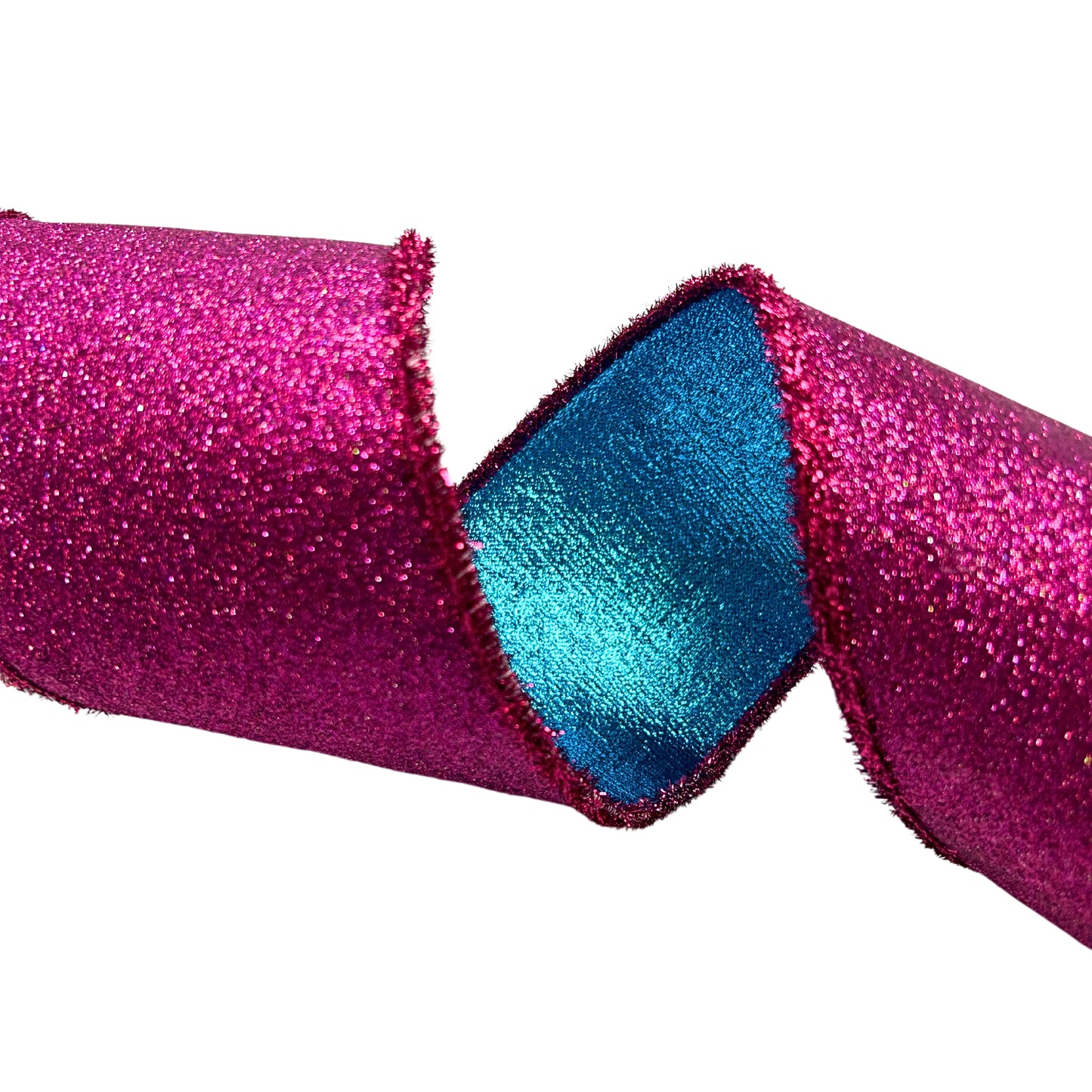 Fuchsia Glitter Ribbon with Fuchsia Tinsel Edge 4" x 10YD | IRC22