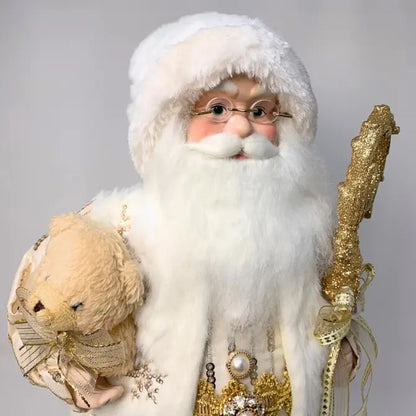 Christmas Standing Santa Tabletop Decor - White/Gold | YK