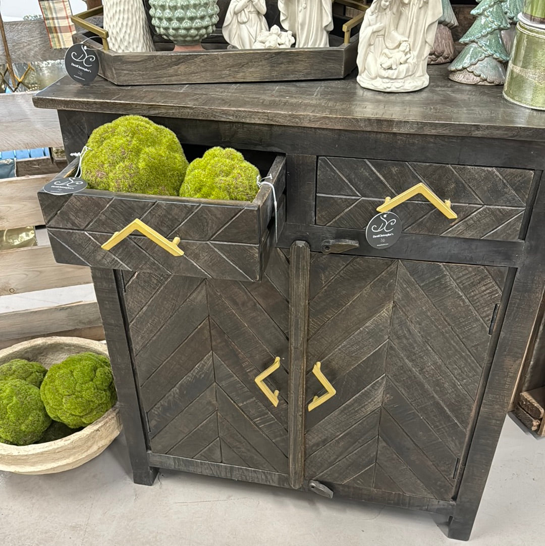 3' x 3.25' Dark Brown Vintage Wood Cabinet | DCF