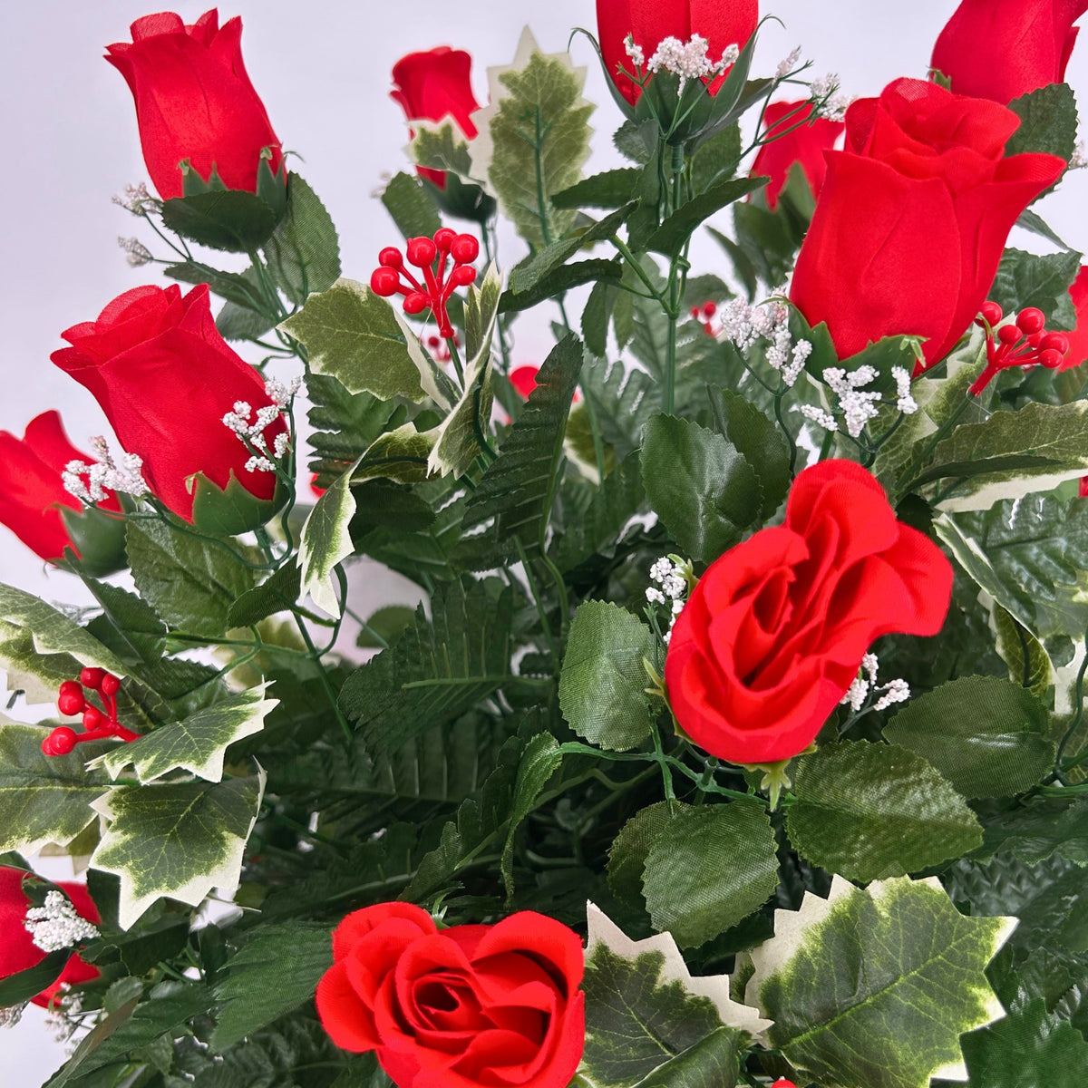 "Season of Remembrance" Pre-Made Vase Insert (Red, Dark Green)