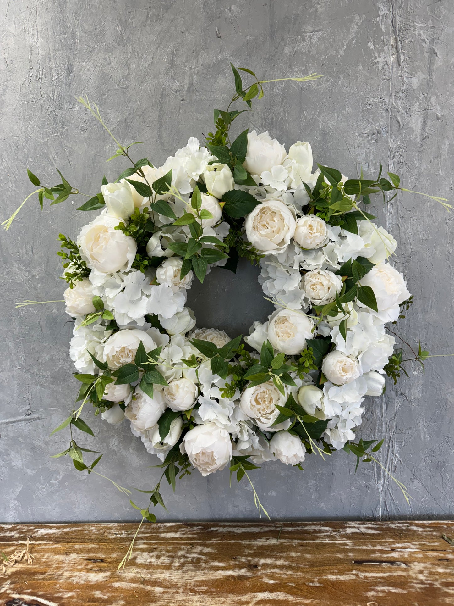 Completed Neutral Wreath in White and Green {Custom Wreath}
