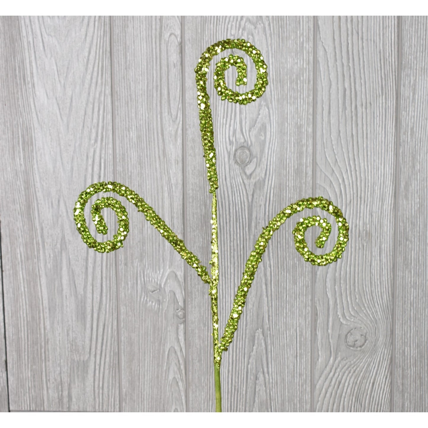 22" Glitter Curled Christmas Spray in Green | QD