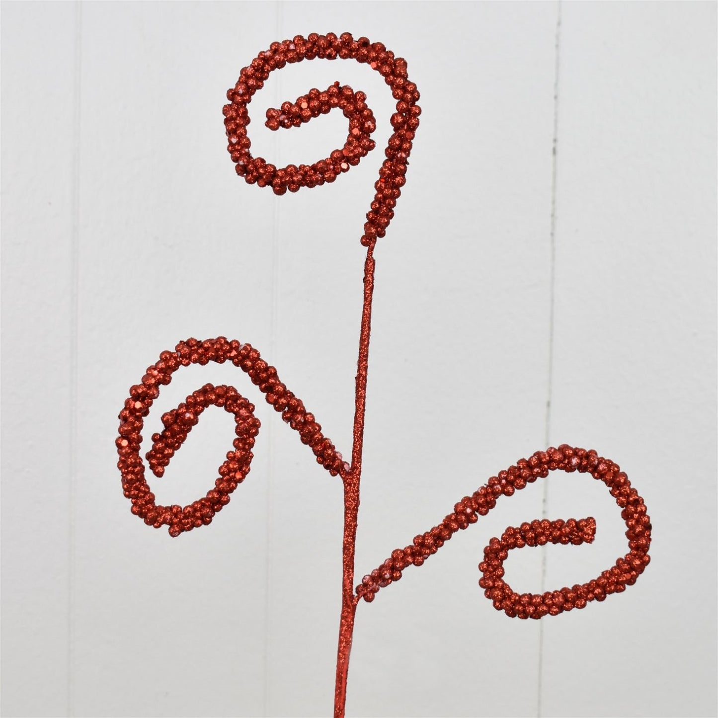 22" Glitter Curled Christmas Spray in Red | QD