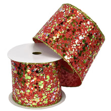 Load image into Gallery viewer, Multi Chunky Glitter on Sheer w/Red Backing 4&quot; x 10yd | YT