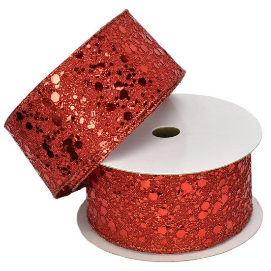 Metallic Red Flakes w/Red backing Ribbon 2.5" x 10yd | YT