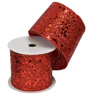 Metallic Red Flakes w/Red backing Ribbon 4" x 10yd | YT