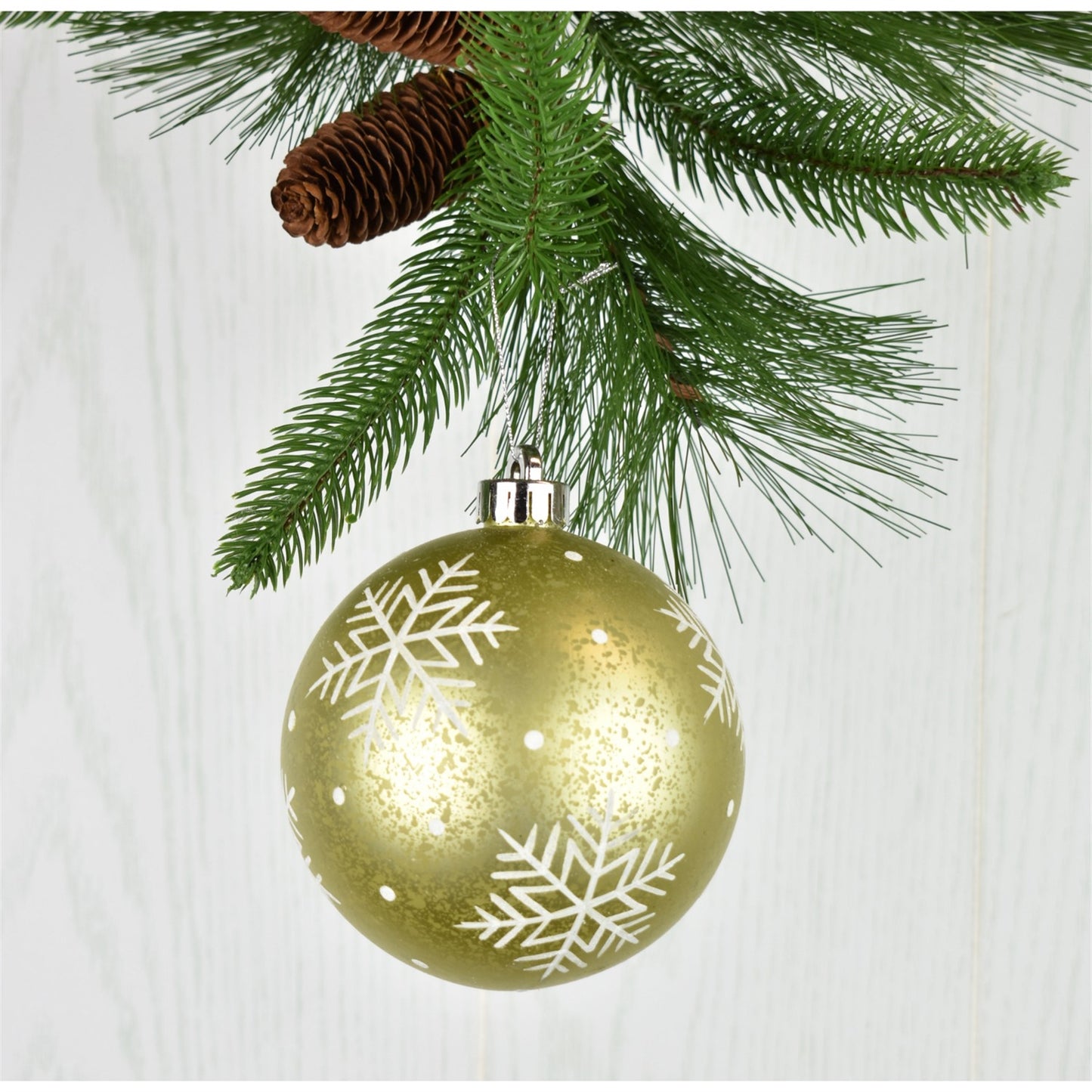 4.75" Snowflake Dot Ball Ornament with Mercury Finish in Gold | XJB