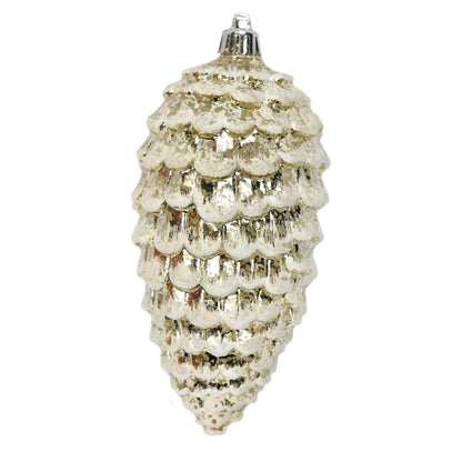 6.5" Mercury Cone with Snow Ornament in Champagne | XJB