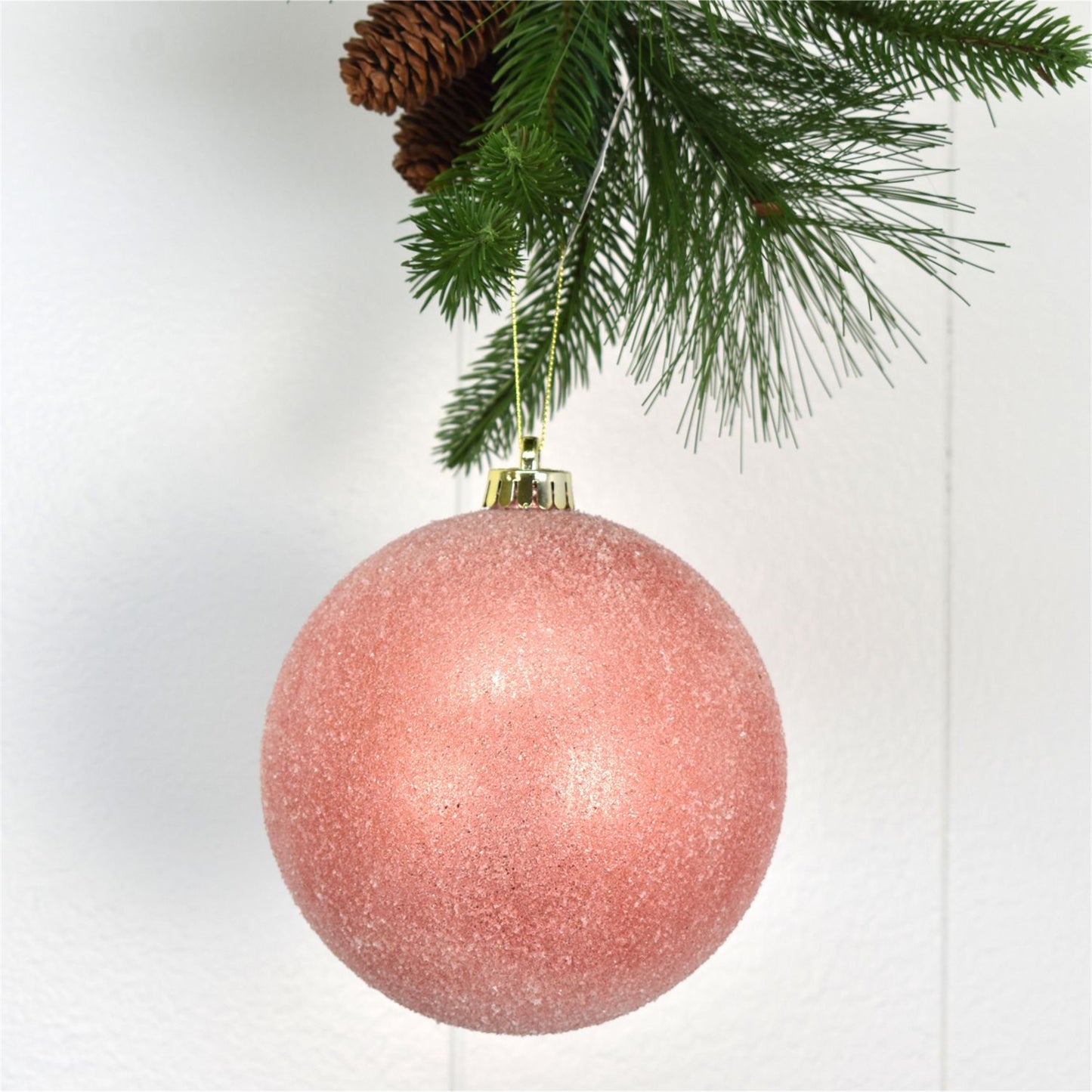 6" Sugar Frosted VP Ball Ornament in Coral | XJB