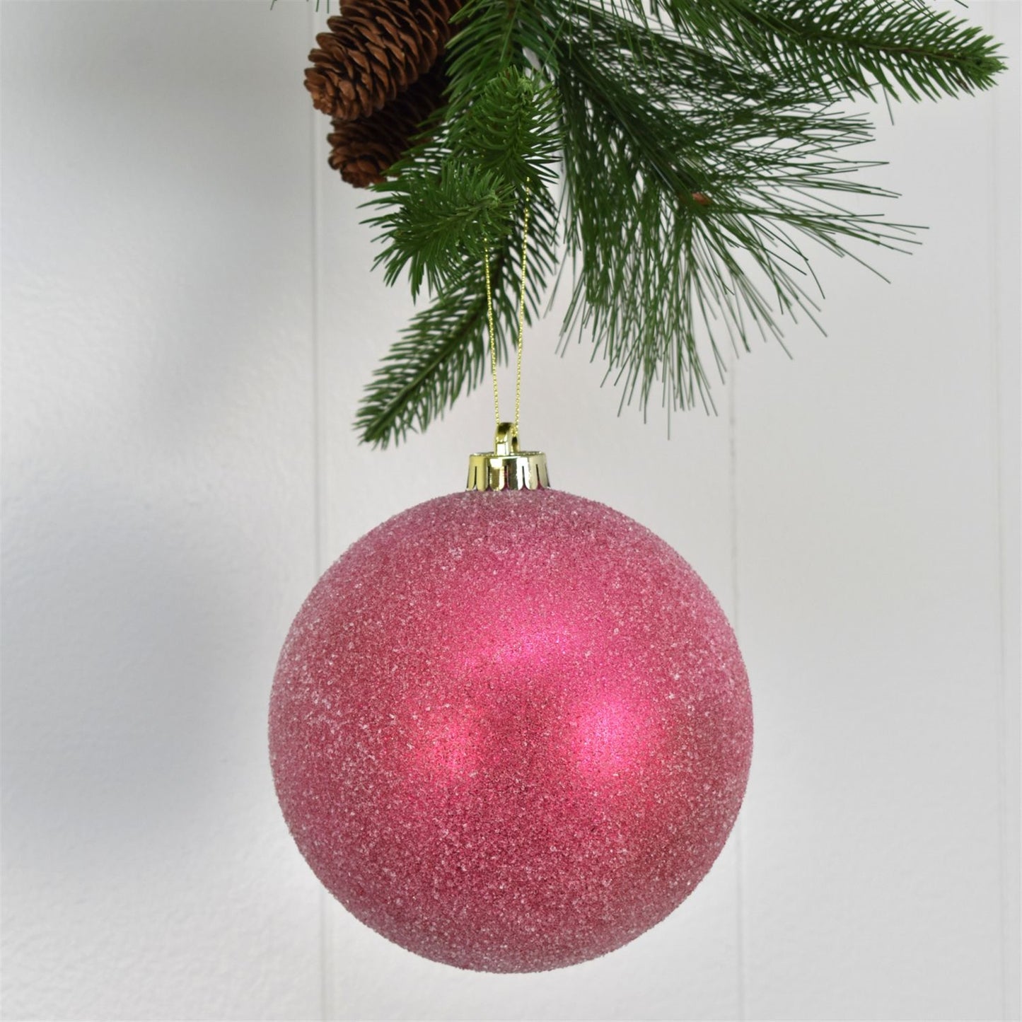 6" Sugar Frosted VP Ball Ornament in Hot Pink | XJB