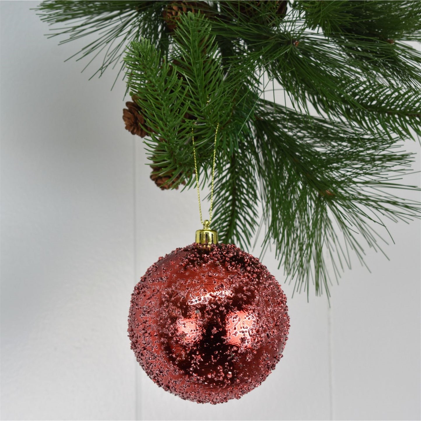 4" Faux Glass Beaded VP Ball Ornament in Red | XJB