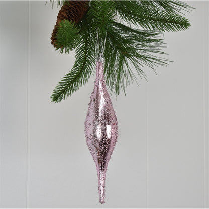9" Faux Glass Beaded VP Finial Ornament in Light Pink