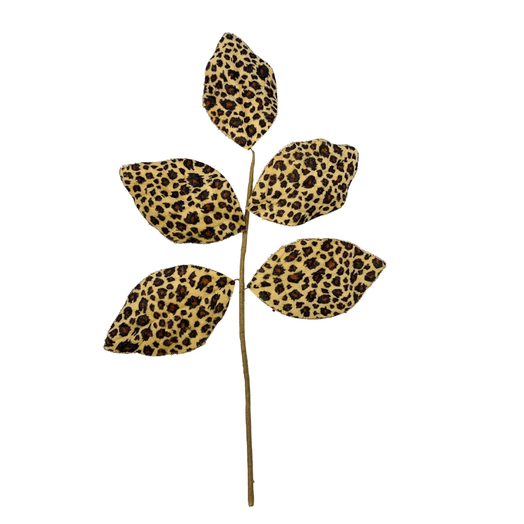 18" Leopard Print Magnolia Leaf Pick | QG