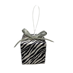 3.75" Zebra Print Gift Box Ornament | QG