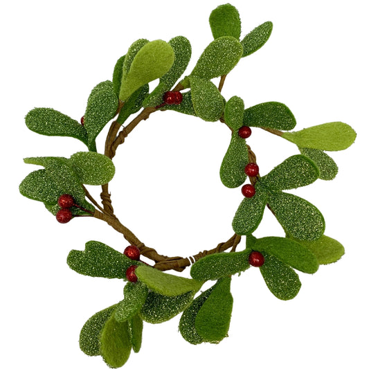 9" Felt Mistletoe Candle Ring