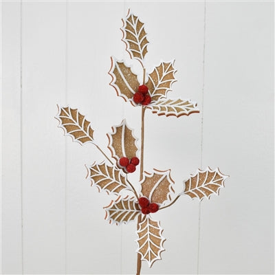 29.5" Gingerbread Holly Christmas Spray | TA