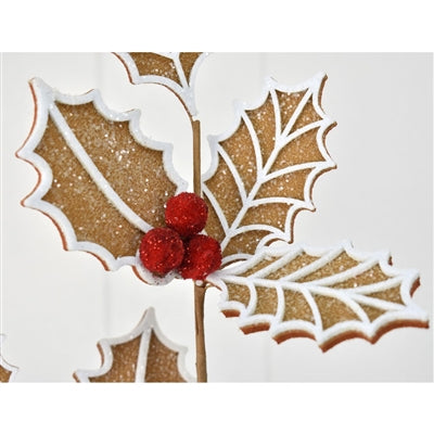 29.5" Gingerbread Holly Christmas Spray | TA