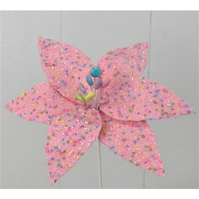 16" Sugar Cookie Poinsettia Stem in Pink | TA