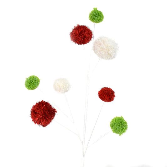 29” Pom Pom Ball Spray - Red/Green/White | TA