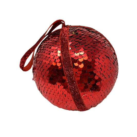 4.75" Flip Sequin Ball Ornament in Red | BF