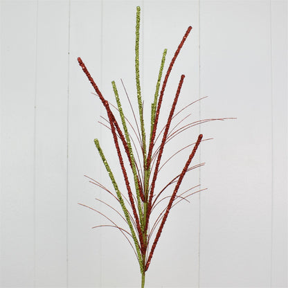 36'' Glittered Millet Grass Spray in Red/Apple | QD