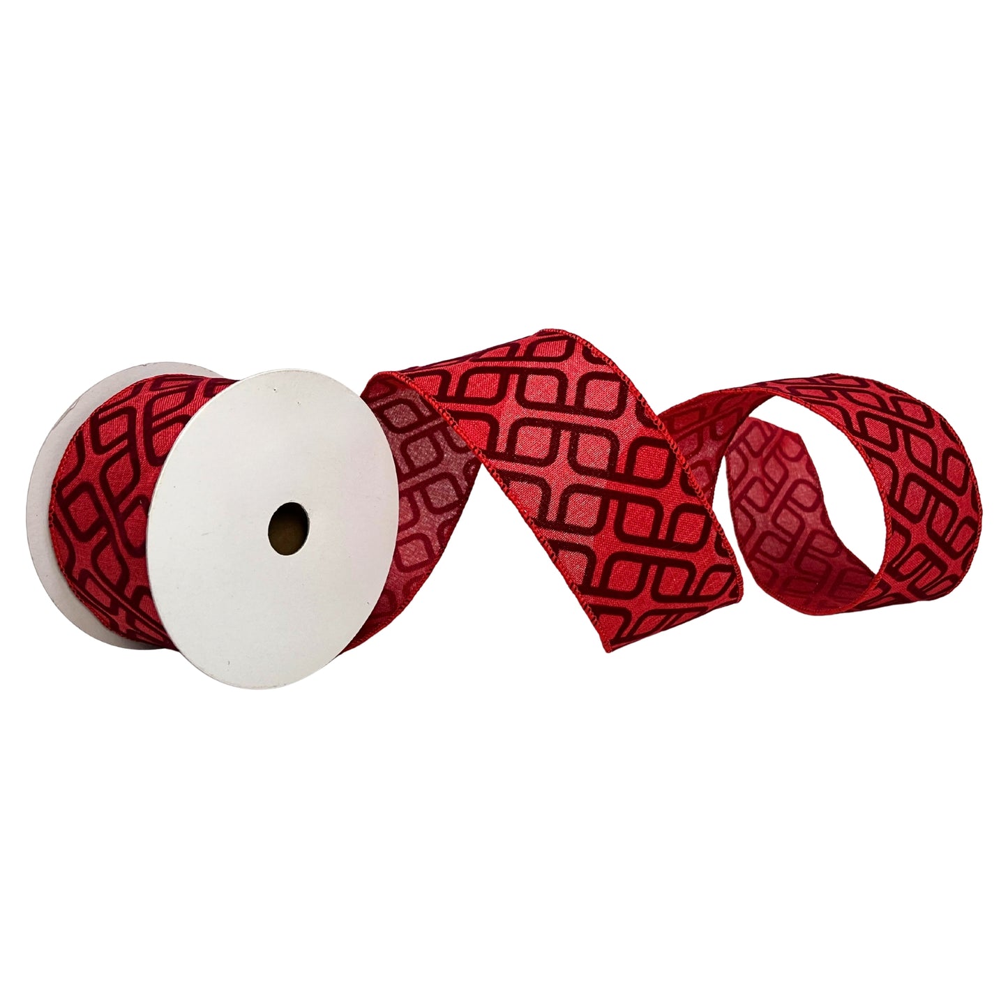 2.5" x 10YD Brick Red with Flocked Geometric Pattern | YT