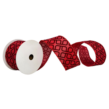 2.5" x 10YD Brick Red with Flocked Geometric Pattern | YT