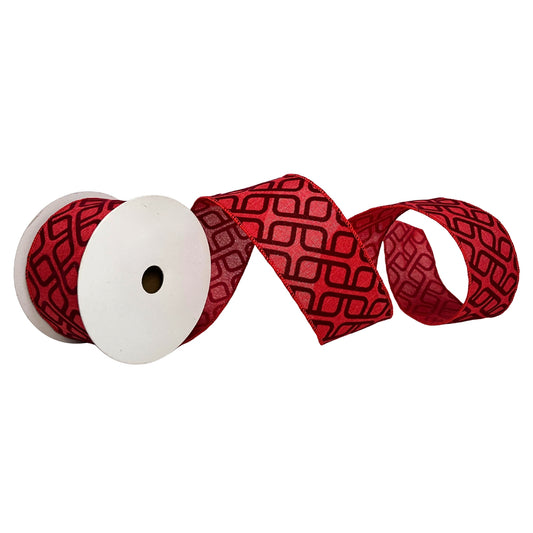 2.5" x 10YD Brick Red with Flocked Geometric Pattern | YT