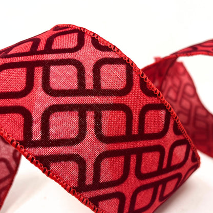 2.5" x 10YD Brick Red with Flocked Geometric Pattern | YT