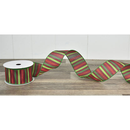2.5" x 10YD Multi Stripe Ribbon Burgundy Red/Apple/Emerald | YT