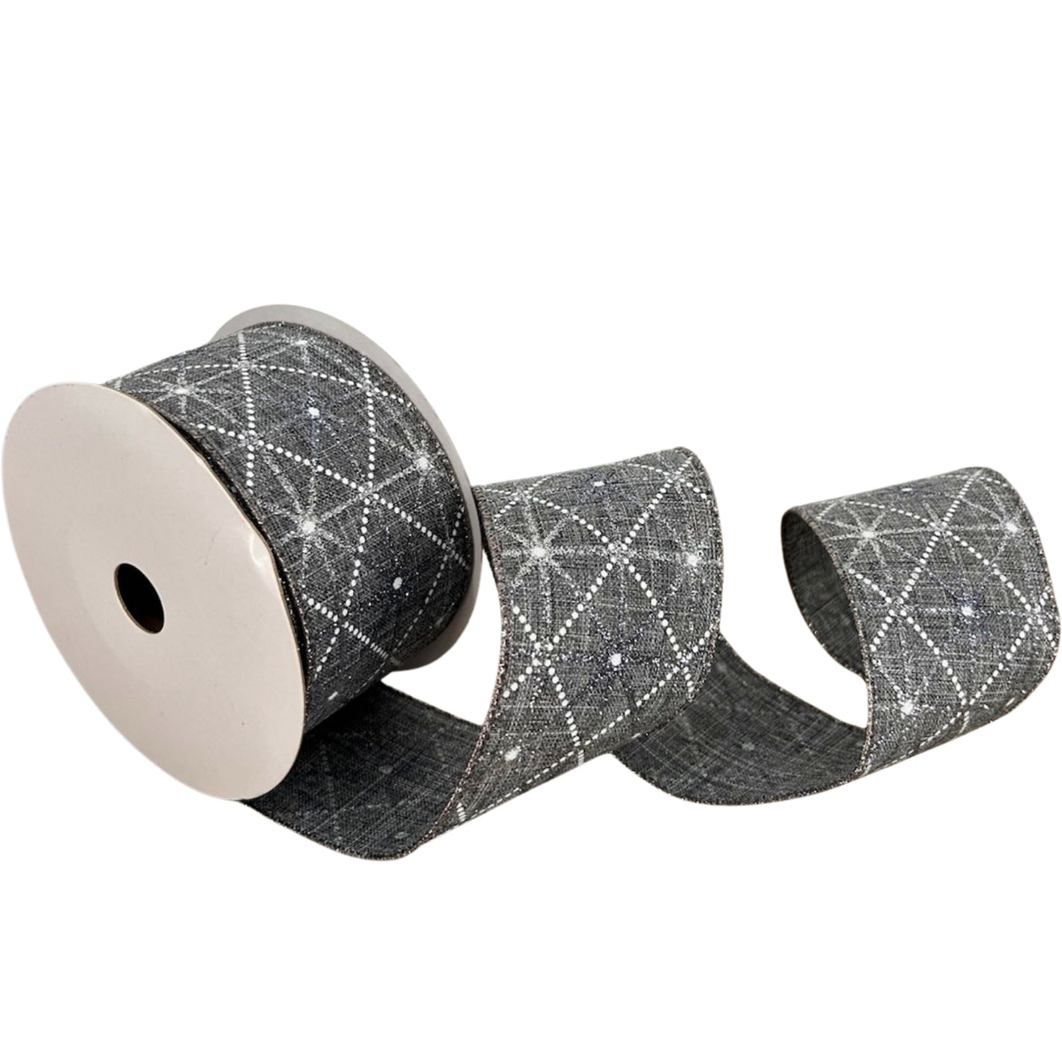 Gray Linen w/ Silver and White Diamond Pattern 2.5x10yd | YT