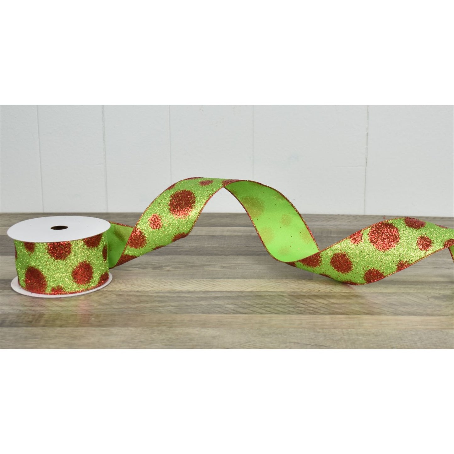 2.5" x 10YD Mixed Sequin Dot Ribbon in Red/Green | YT