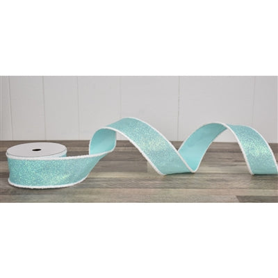 Candy Glitter Ribbon w/ Chenille Edge - Aqua 2.5" x 10yd | YT