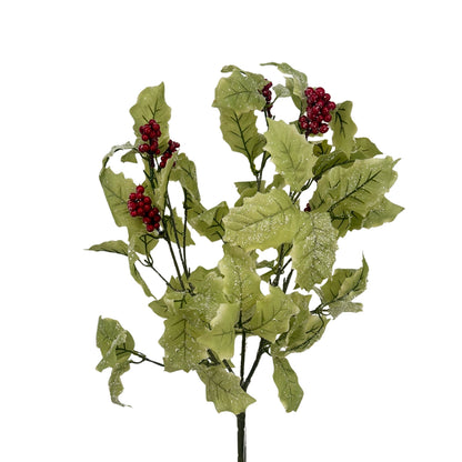 19" Frosted Holly Bush with Red Berries | QS