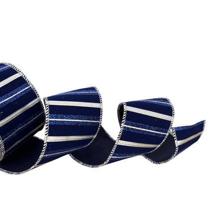 Royal Stripe Silver/Blue Ribbon 2.5" x 10yd | YT