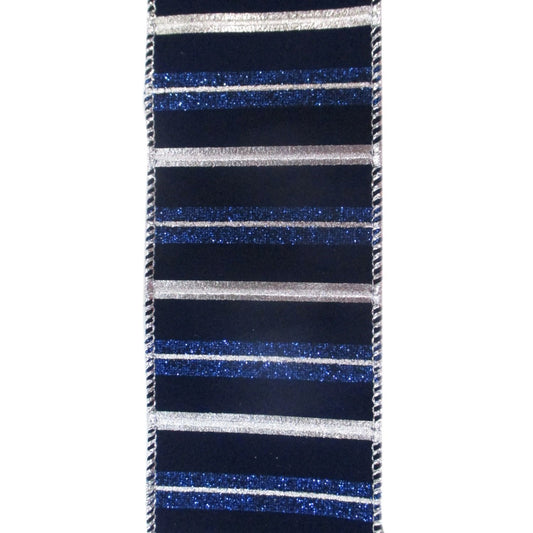 Royal Stripe Silver/Blue Ribbon 2.5” x 10yd | YT