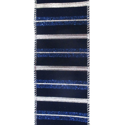 Royal Stripe Silver/Blue Ribbon 2.5" x 10yd | YT